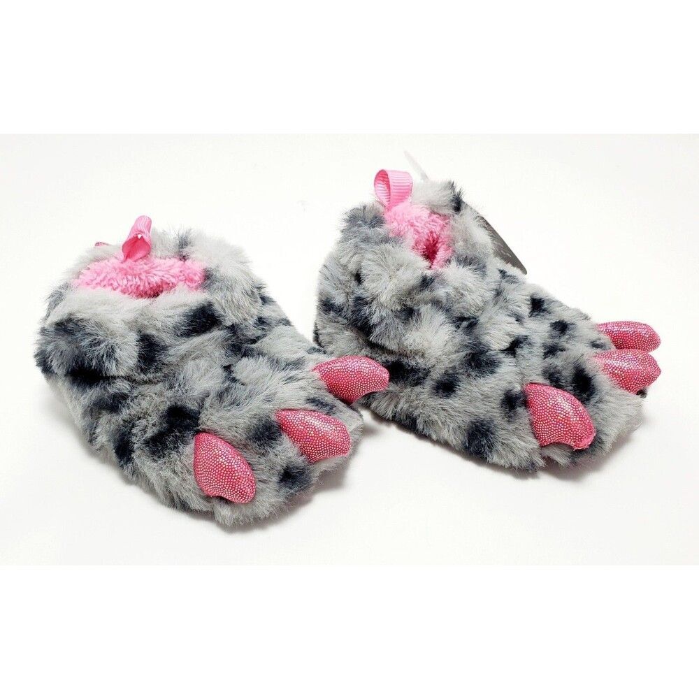 Infant Girl Slipper Claws Grey/Pink Size 2 NWT